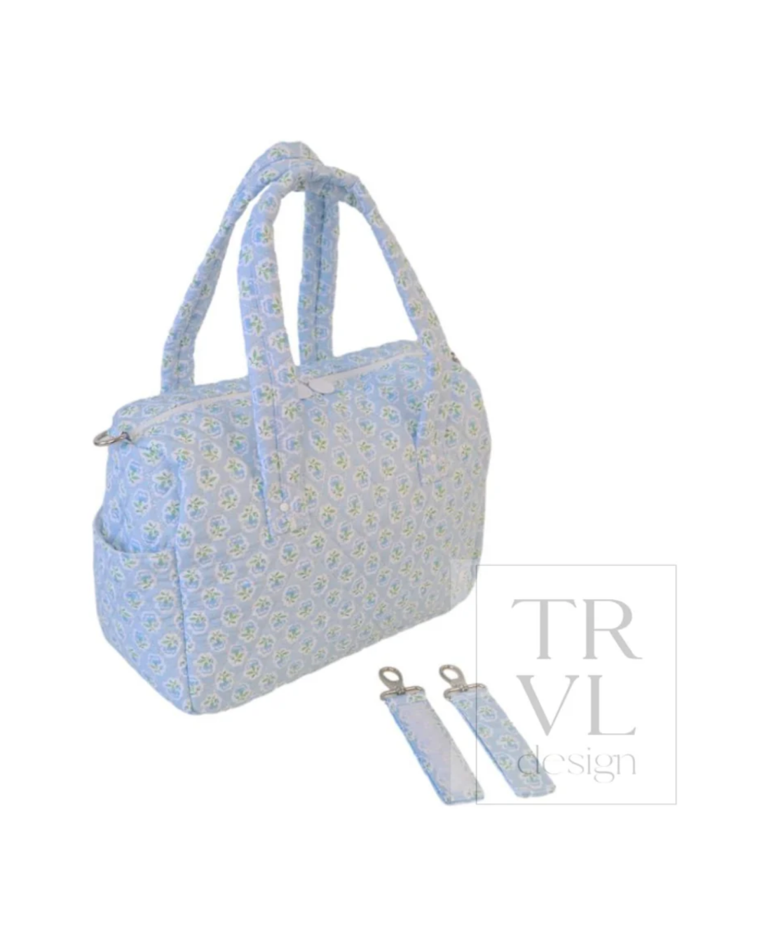 TRVL Quilted Stroller Bag - Petite Fleur Blue
