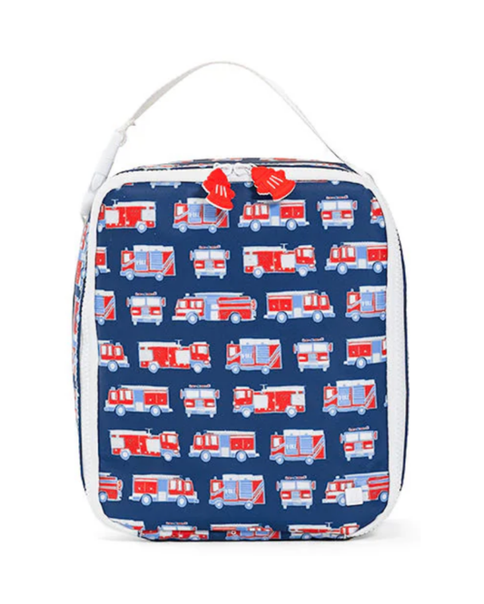 TRVL Insulated Lunch Bag in Fire Engines print