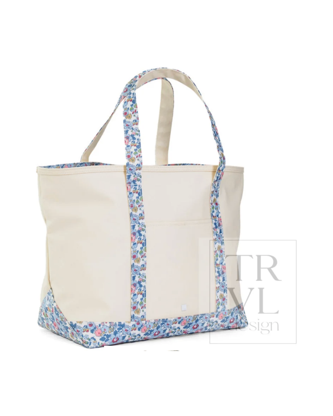 TRVL Maxi Tote - Coated Canvas Natural with Bridgehampton Floral Trim