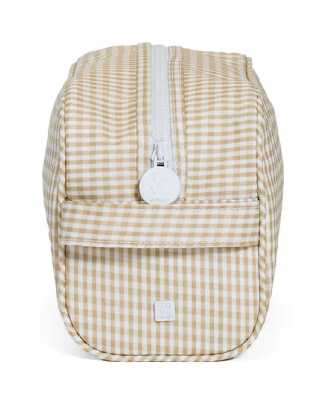 TRVL Stowaway Toiletry Bag - Gingham Khaki