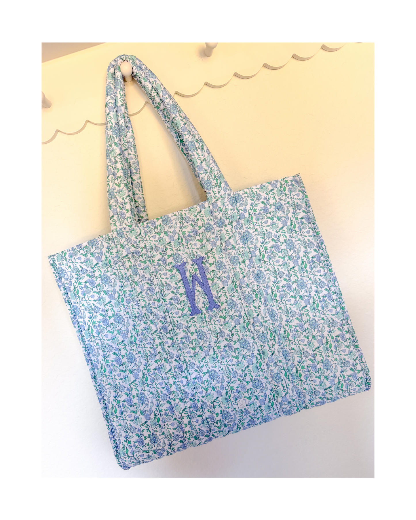 TRVL Quilted Go Go Tote - Hamptons Floral quilted carryall tote
