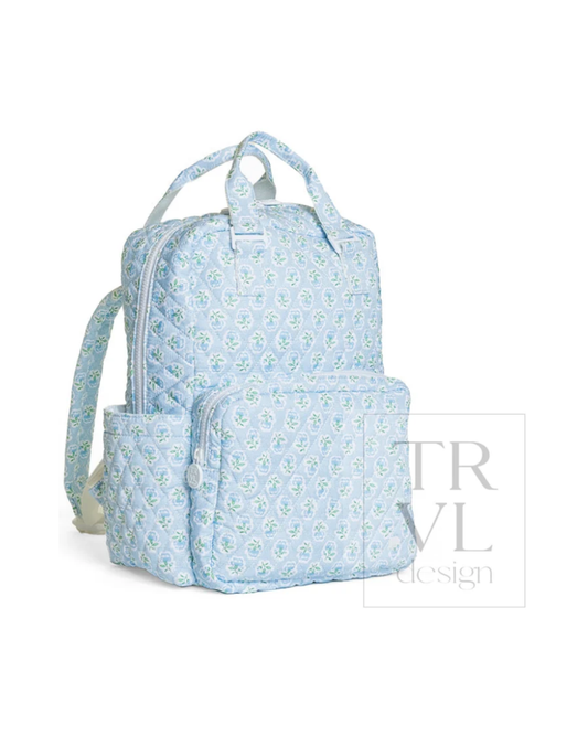 TRVL Quilted All You Need Diaper Bag - Petite Fleur Blue