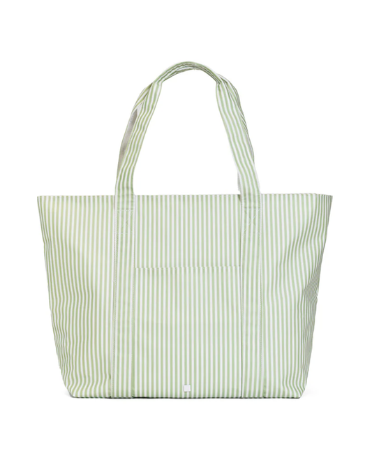 TRVL Jumbo Tote in Pimlico Stripe Sage - Sage striped jumbo tote bag by TRVL Design