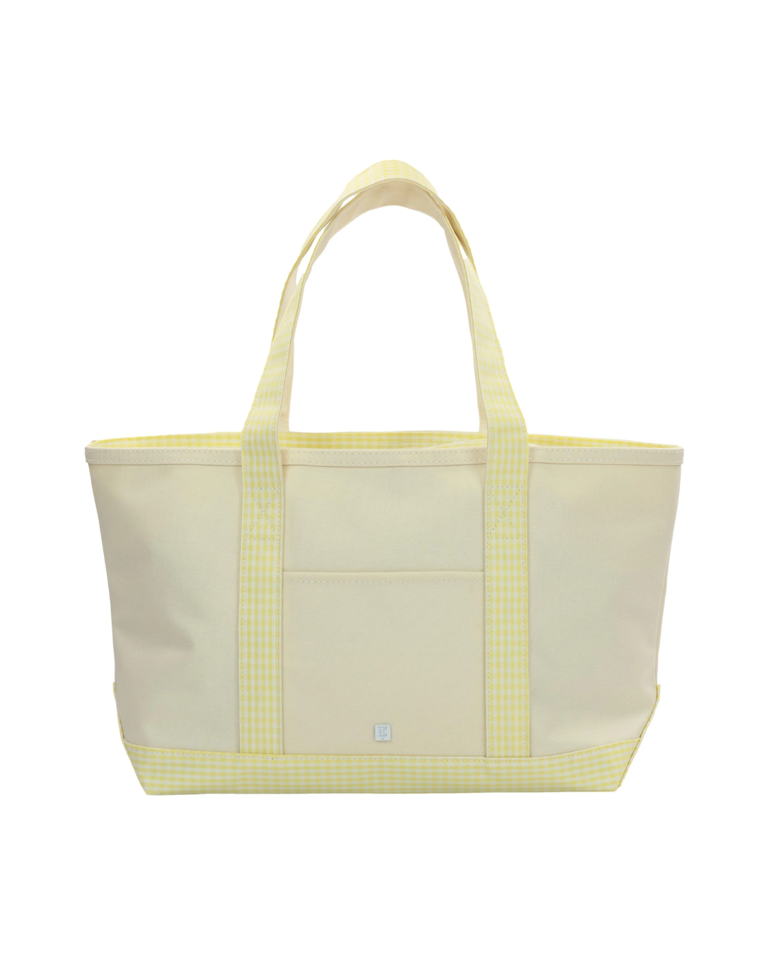 TRVL Medium Tote - Coated Canvas Natural with Gingham Buttercup Trim