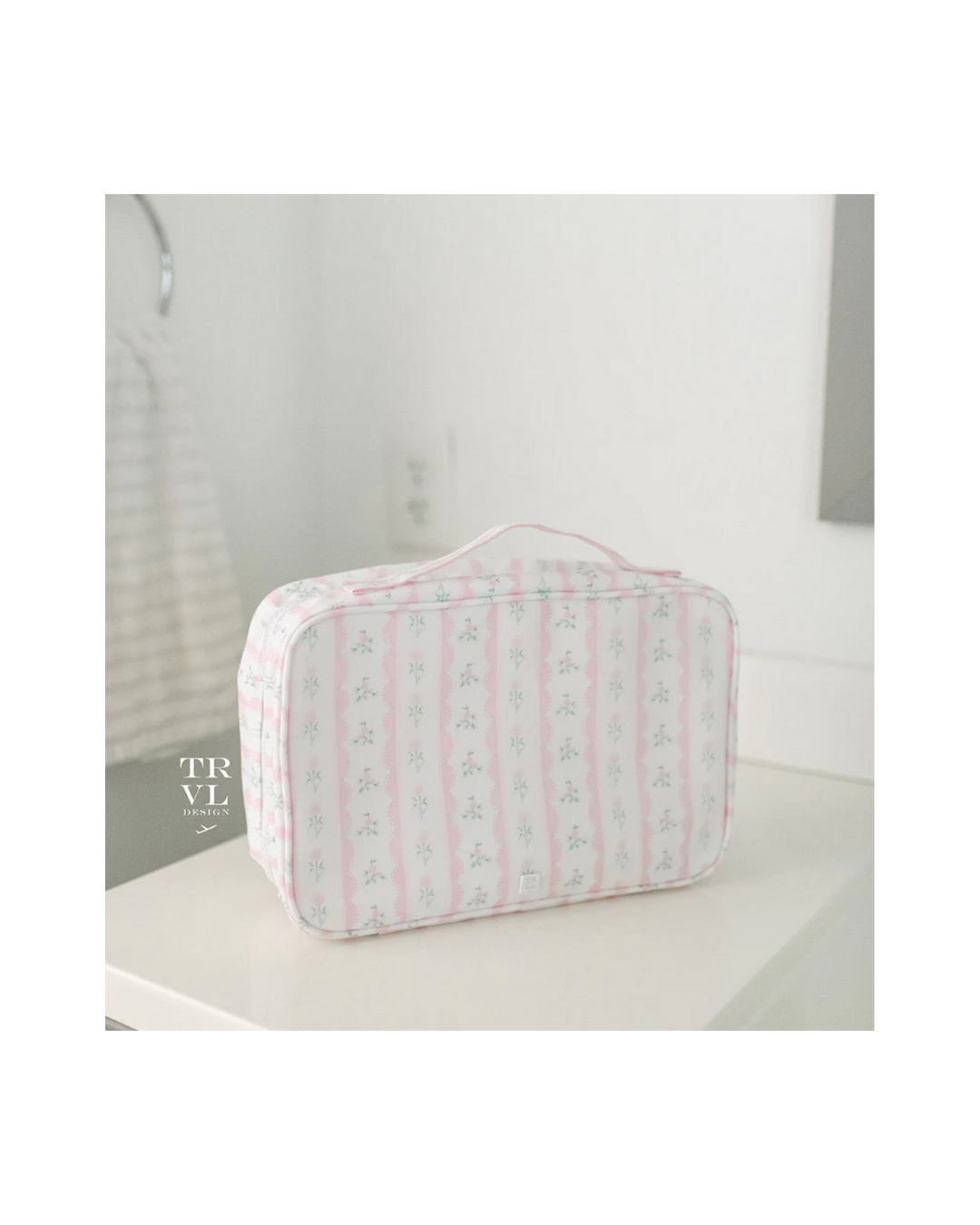 TRVL Bundle Up Hanging Toiletry Bag - Ribbon Floral Pink