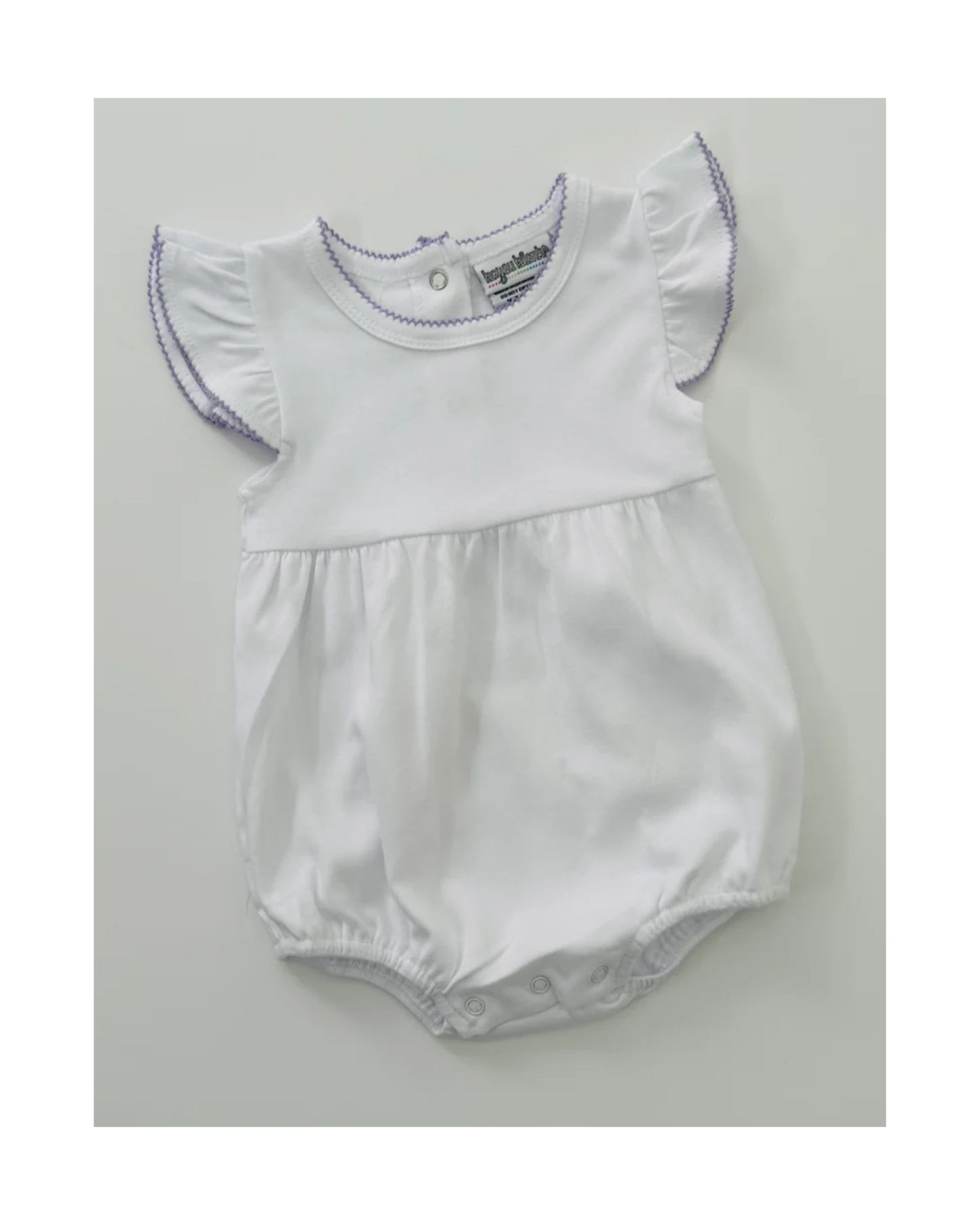 Girls Knit Flutter Sleeve Bubble with Picot Trim
