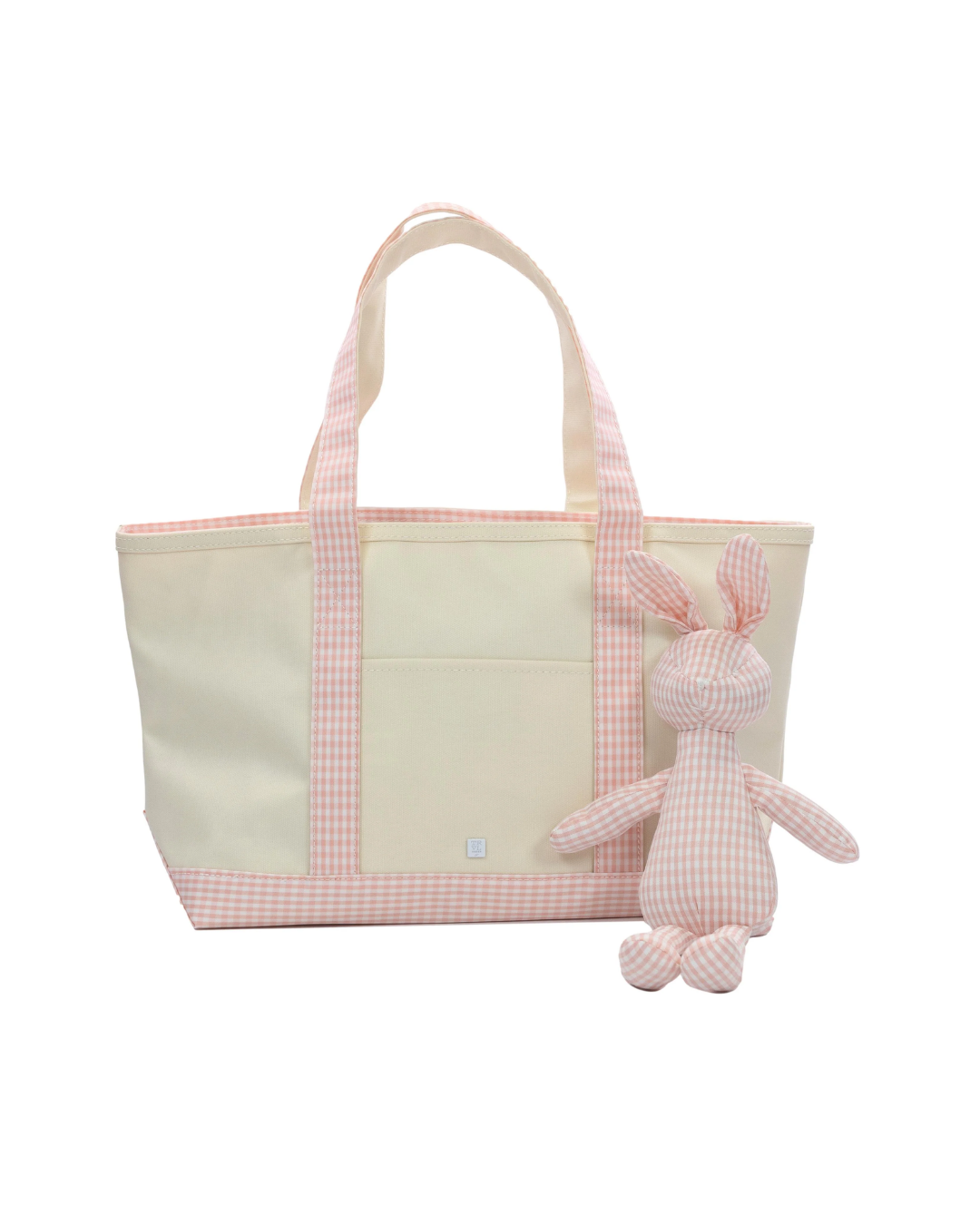 TRVL Medium Tote - Coated Canvas Natural with Gingham Taffy Trim