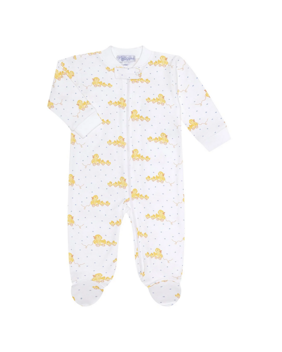 Blue Ducks Print Zipper Footie