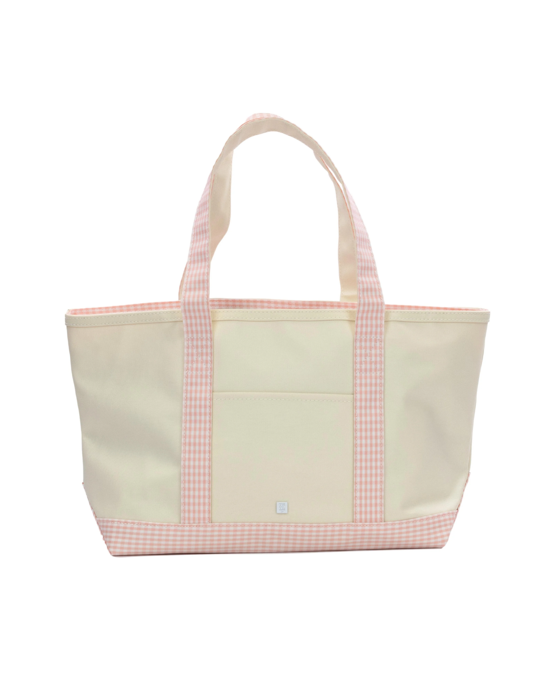 TRVL Medium Tote - Coated Canvas Natural with Gingham Taffy Trim