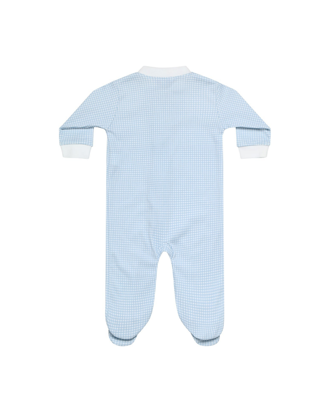 Blue Gingham Zipper Footie