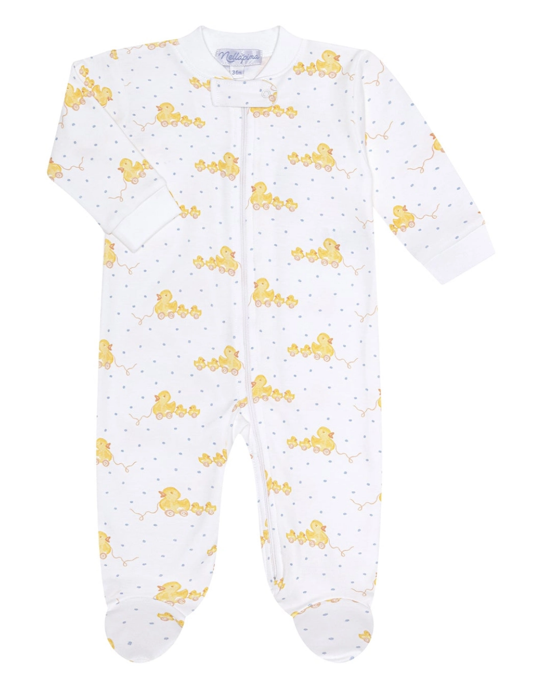 Blue Ducks Print Zipper Footie