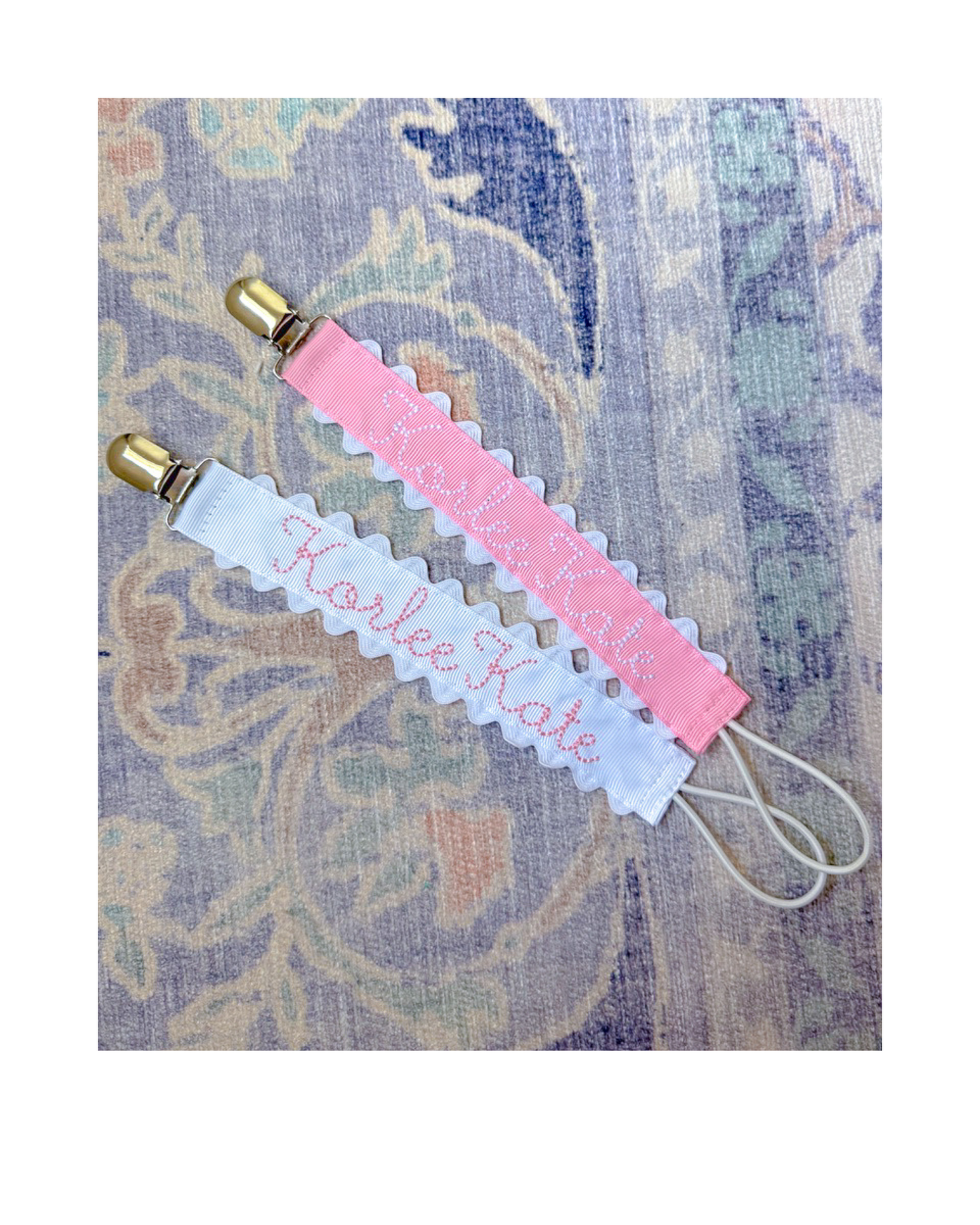 Pacifier Clip with RicRac Trim
