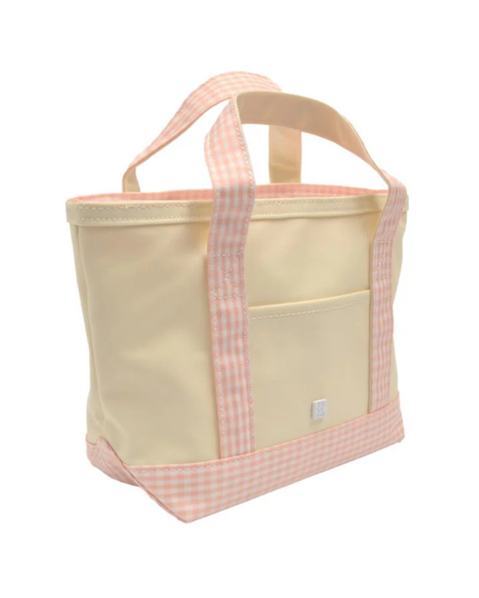 TRVL Mini Tote - Coated Canvas Natural with Gingham Taffy Trim