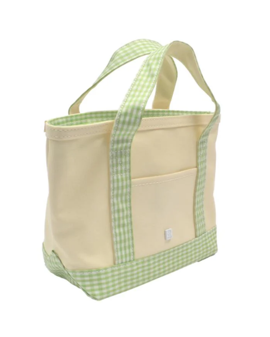 TRVL Mini Tote - Coated Canvas Natural with Gingham Leaf Trim