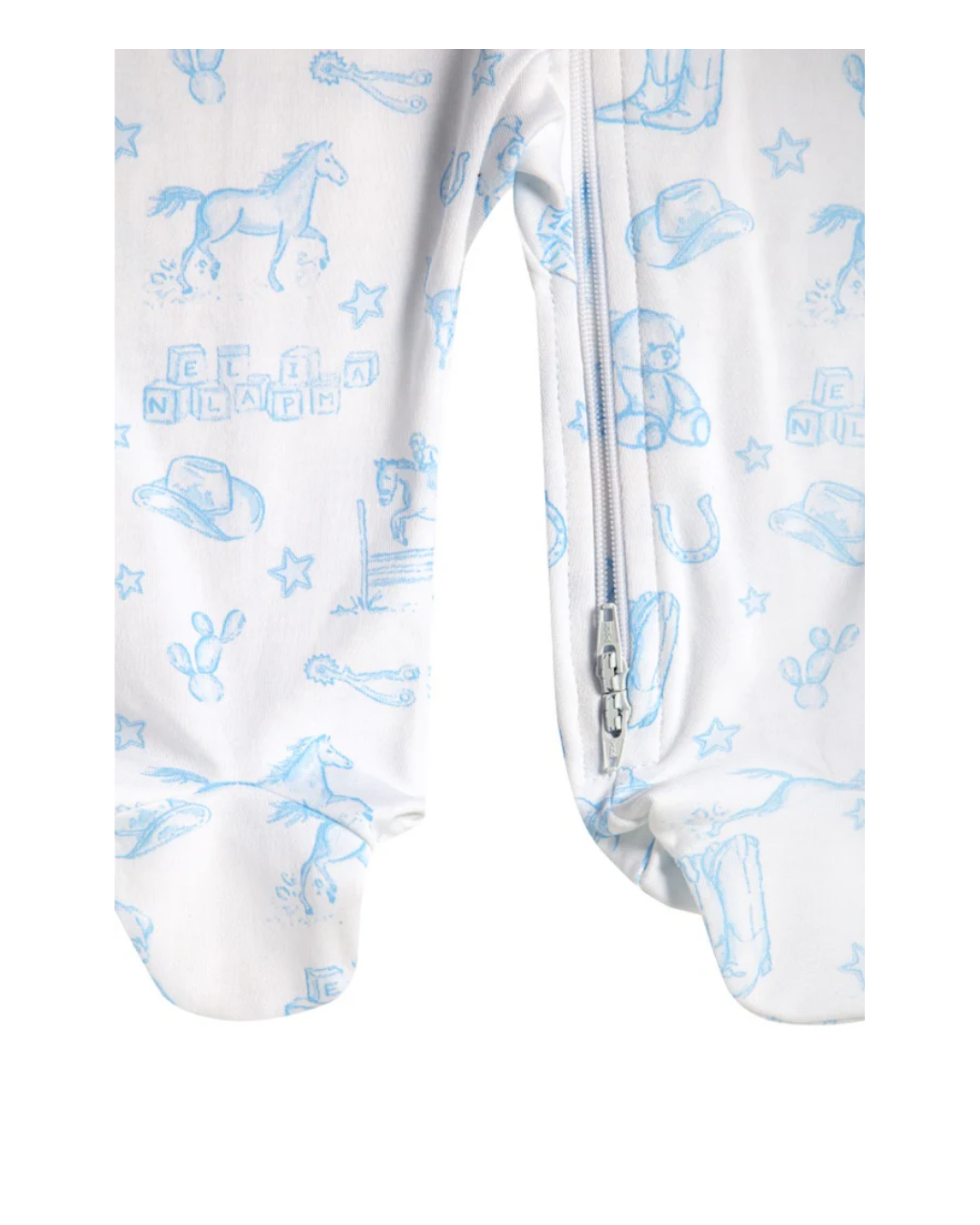 Blue Lone Star Toile Zipper Footie