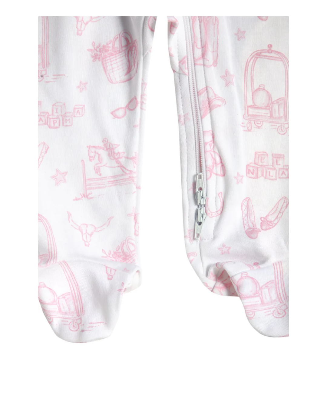 Nellapima Pink Lone Star Toile Zipper Footie