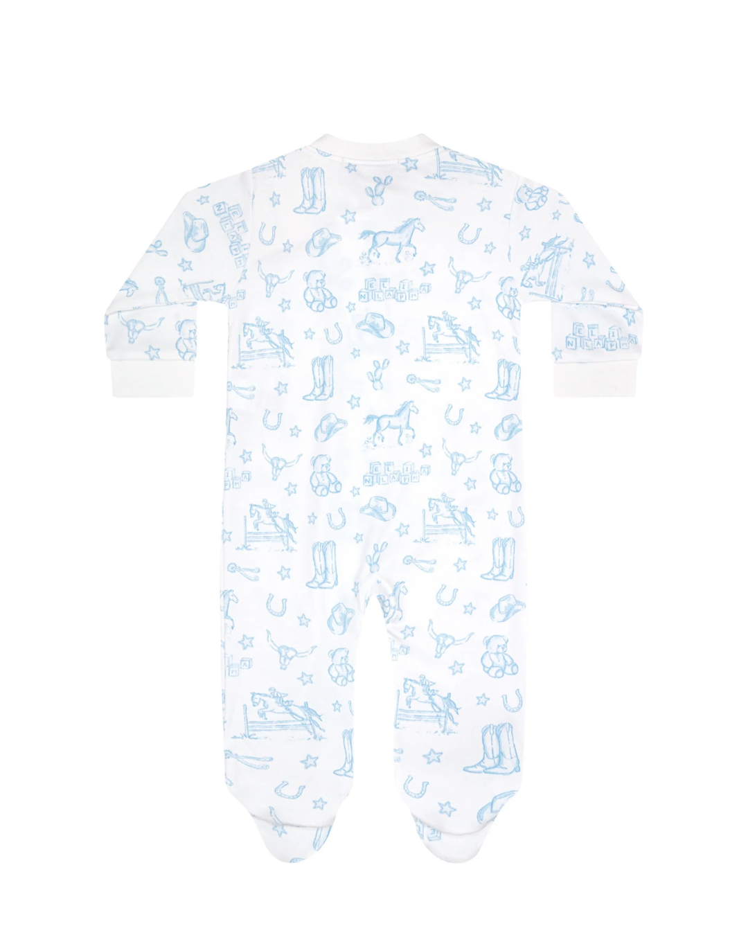 Blue Lone Star Toile Zipper Footie