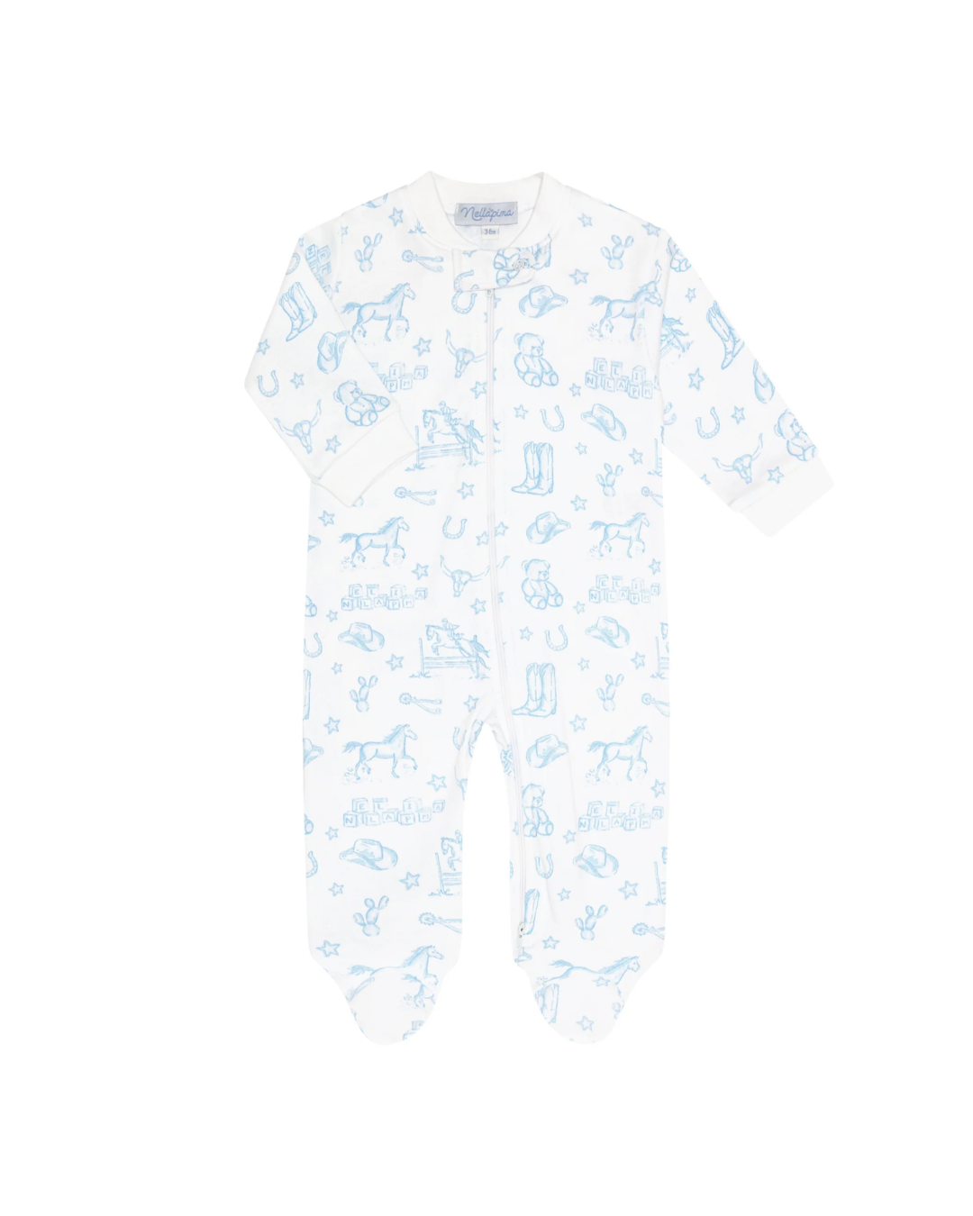Blue Lone Star Toile Zipper Footie