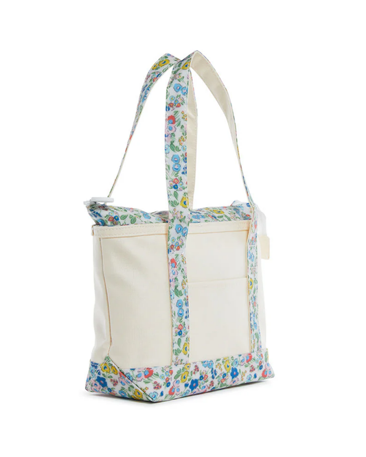 TRVL Mini Tote - Coated Canvas Natural with Posies Trim