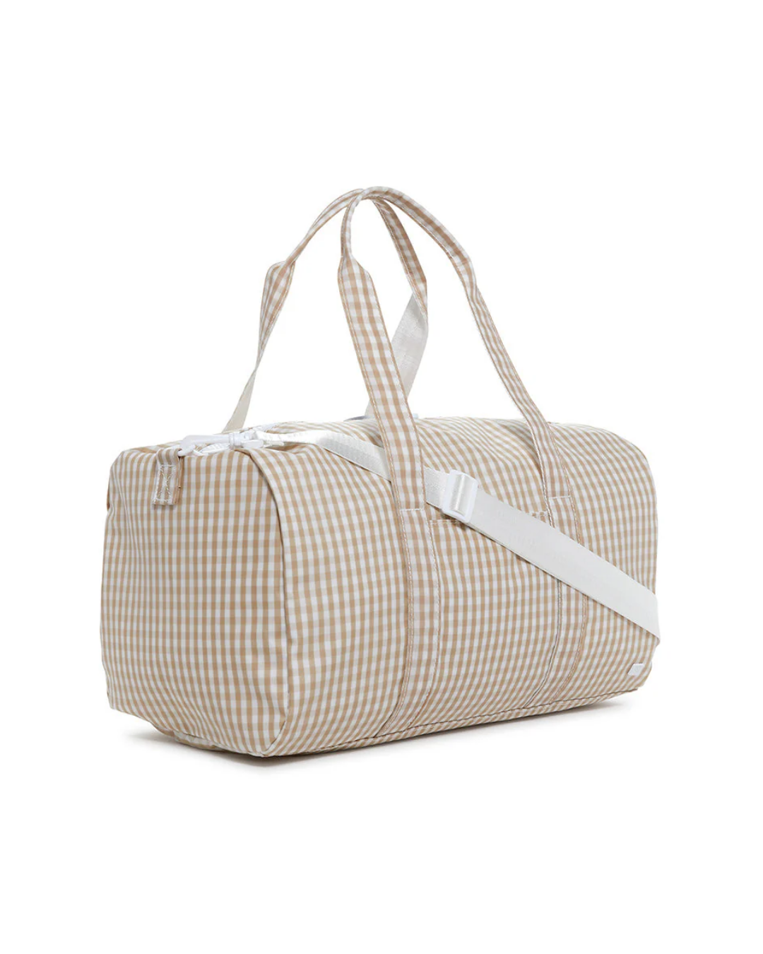TRVL Weekender Duffel Bag - Gingham Khaki - Classic gingham travel duffel bag for kids