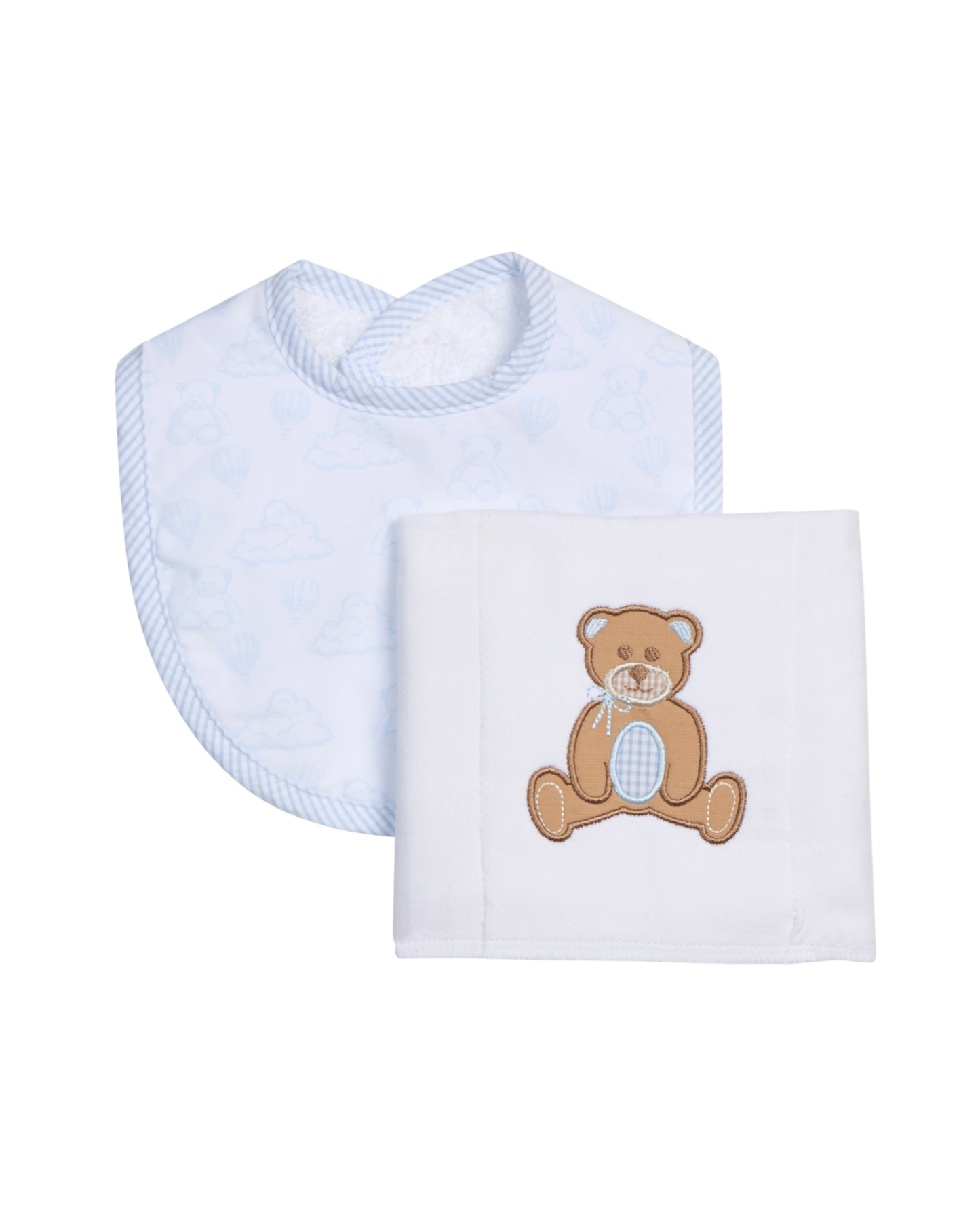 Teddy Bear Basic Bib & Burp Set