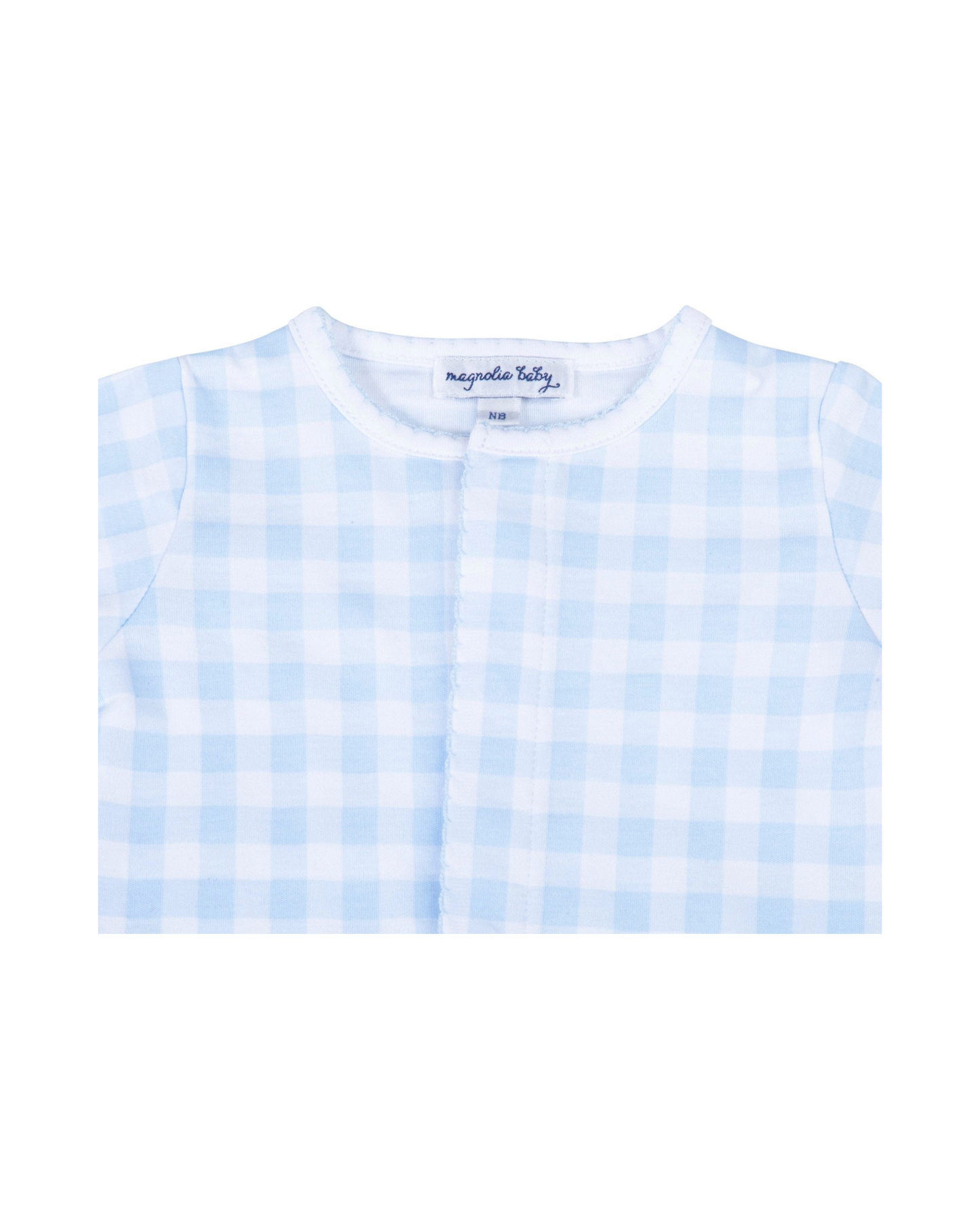 Magnolia Baby Zipper Footie - Light Blue Check