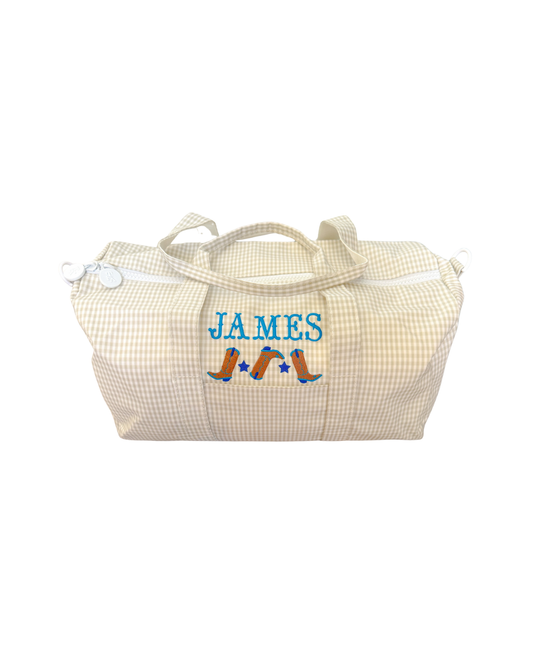 TRVL Weekender Duffel Bag - Gingham Pearl Grey