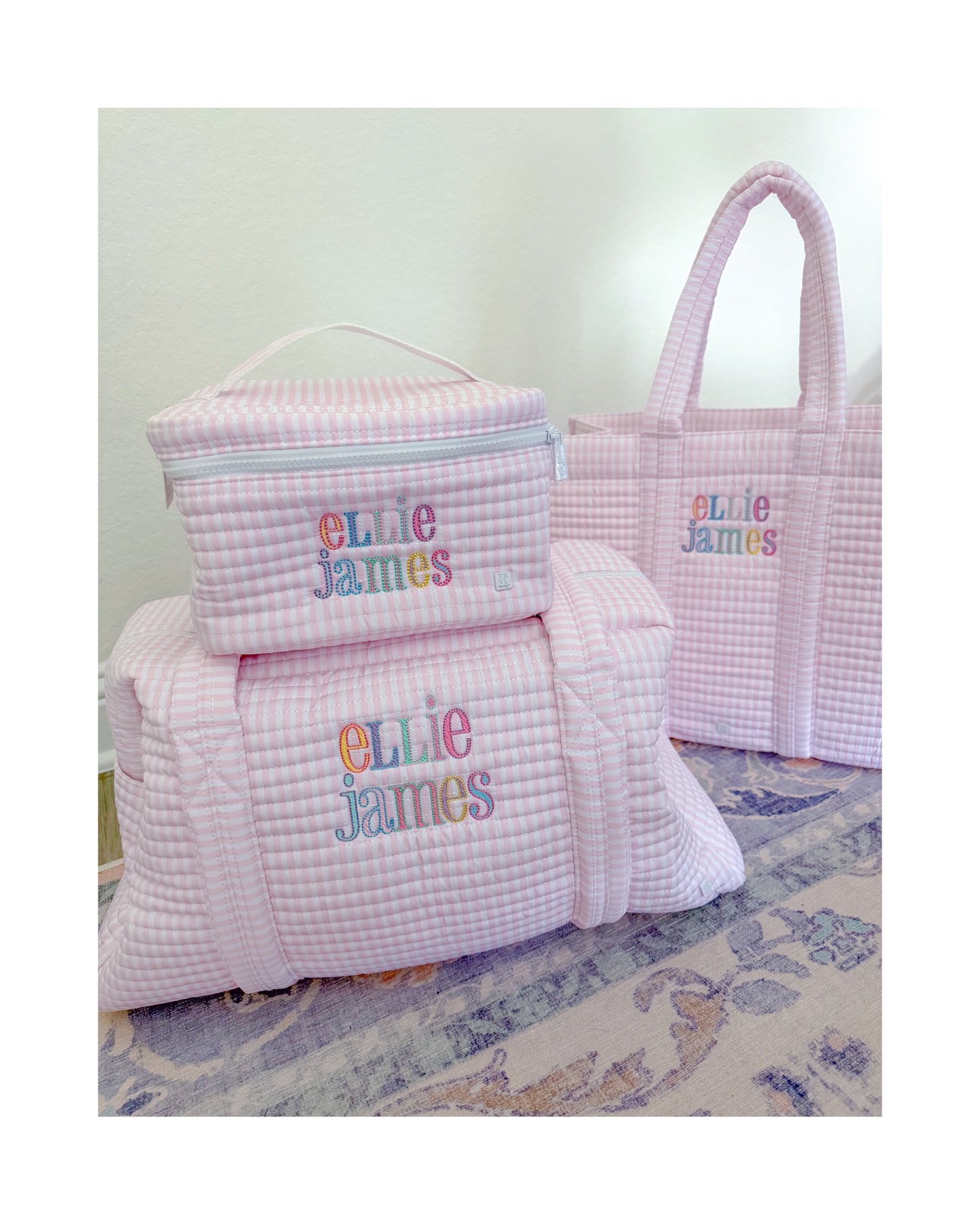 TRVL Quilted Train Set - Pimlico Stripe Pink