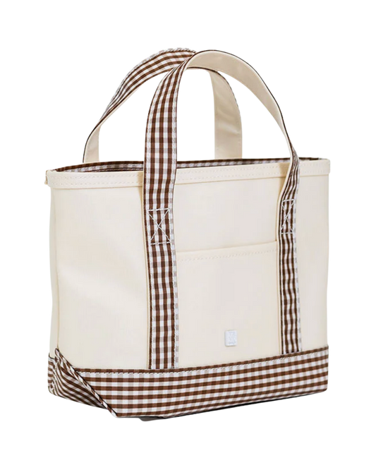 TRVL Mini Tote - Coated Canvas with Coco Gingham Trim
