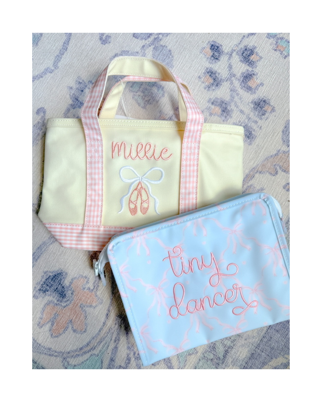 TRVL Medium Tote - Coated Canvas Natural with Gingham Taffy Trim