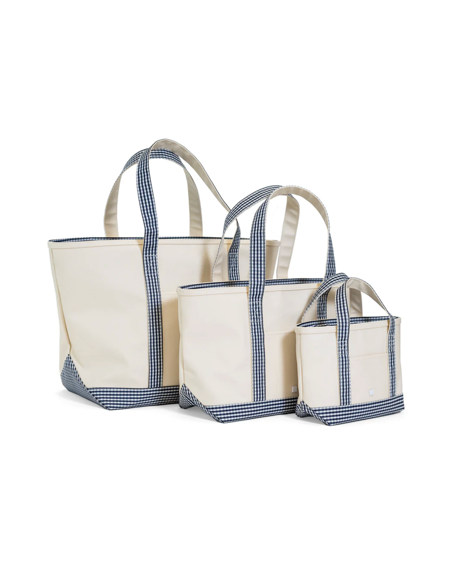 TRVL Mini Tote - Coated Canvas with Gingham Navy Trim