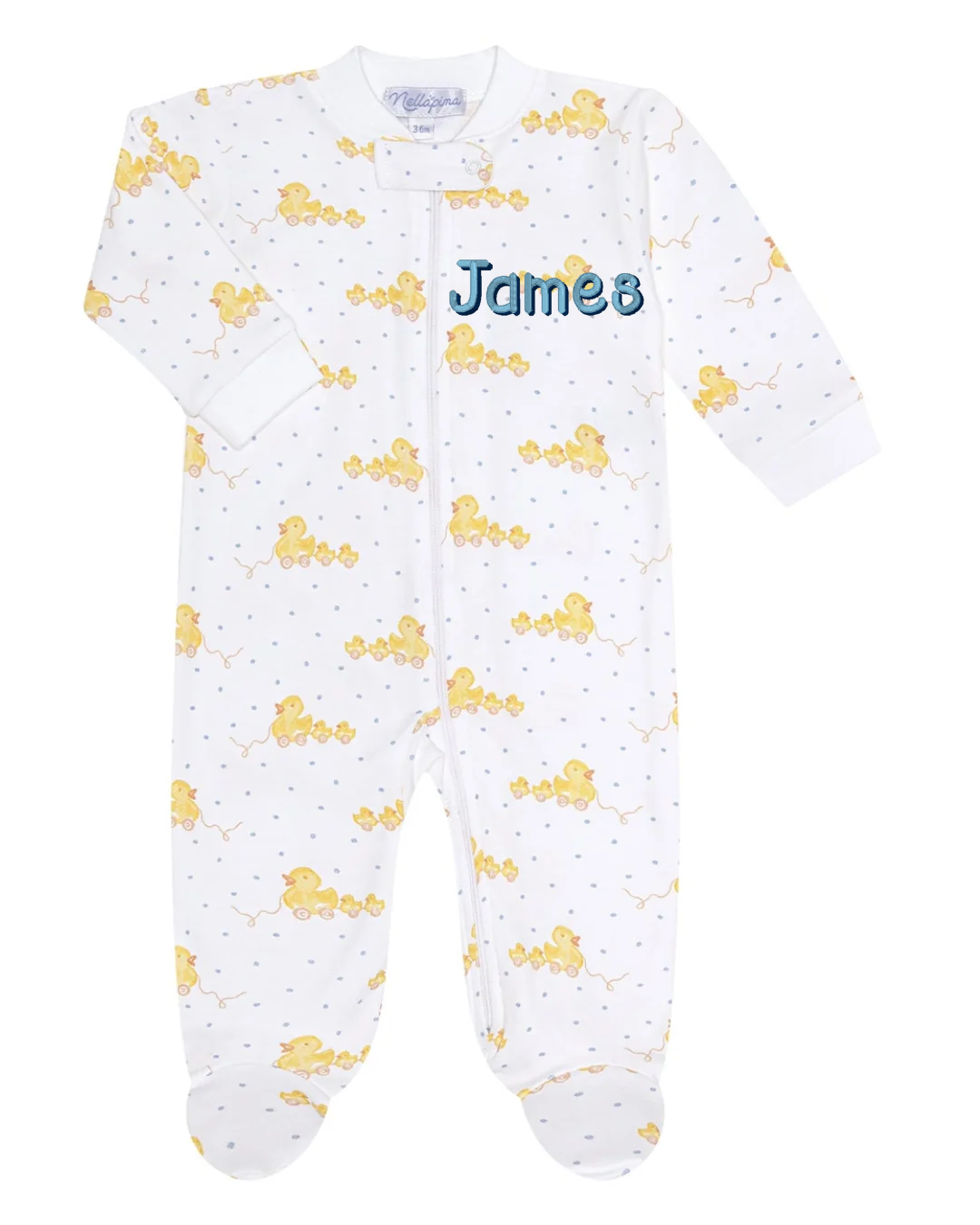 Blue Ducks Print Zipper Footie