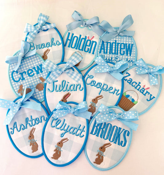 Monogrammed Easter Bunny Basket Tag