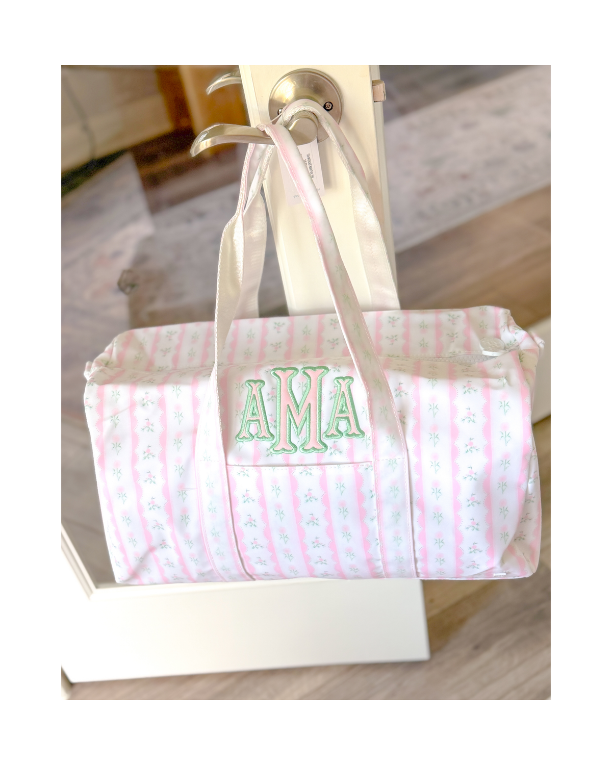 TRVL Weekender Duffel Bag in Ribbon Floral Pink
