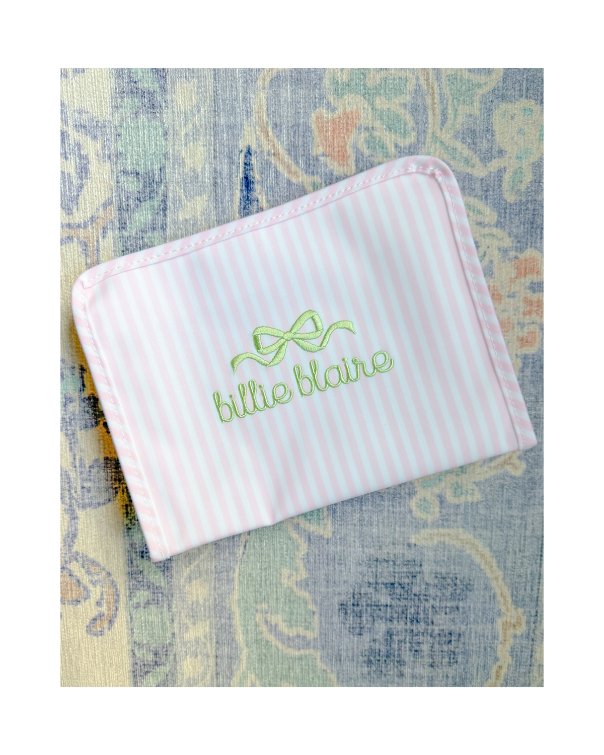 Personalized TRVL Roadie in Pimlico Stripe Pink