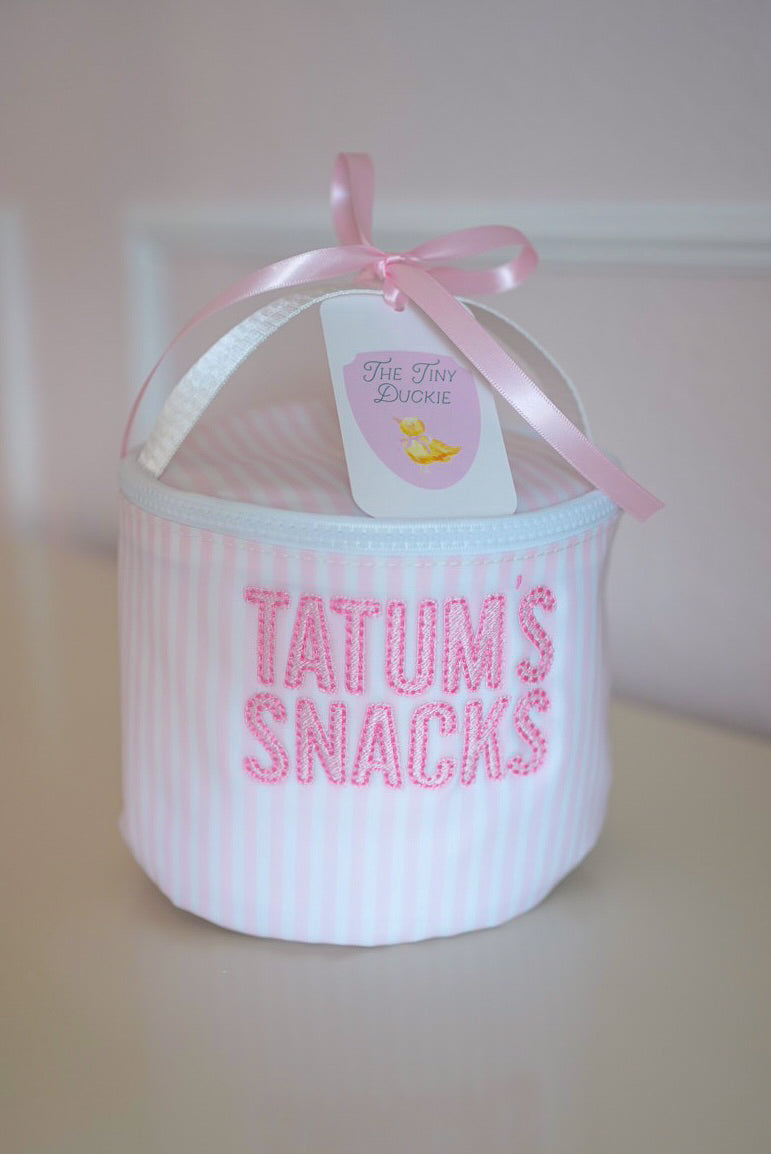 Personalized TRVL Snack Bag in Pimlico Stripe Pink