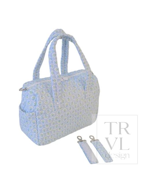 TRVL Quilted Stroller Bag - Petite Fleur Blue
