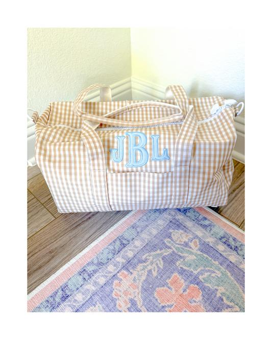 TRVL Weekender Duffel Bag - Gingham Khaki