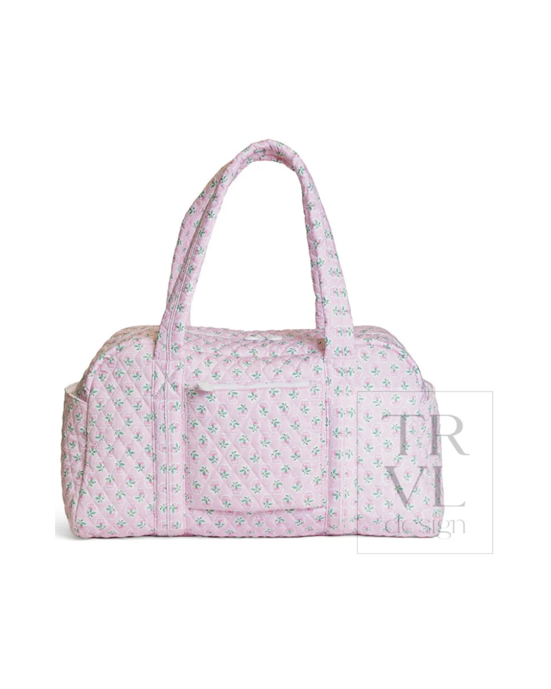 TRVL Quilted Grande Duffel in Petite Fleur Pink, floral weekend bag