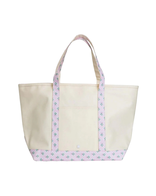 TRVL Maxi Tote - Coated Canvas with Petite Fleur Pink Trim