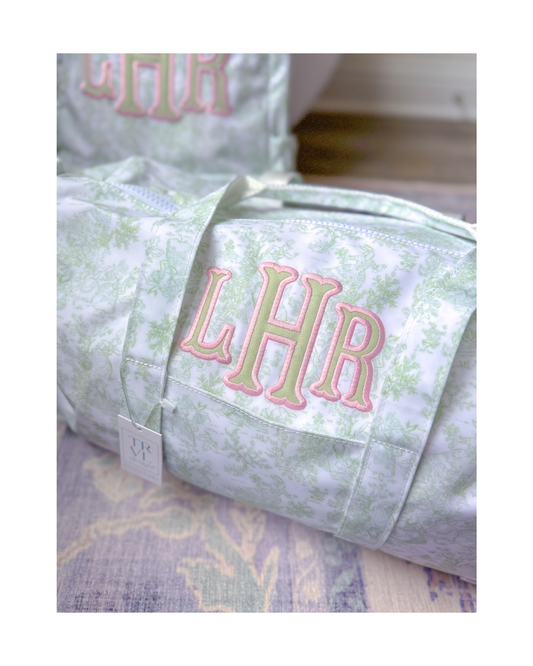 TRVL Weekender Duffel Bag - Bunny Toile Green