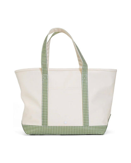 TRVL Maxi Tote - Coated Canvas with Gingham Moss Trim