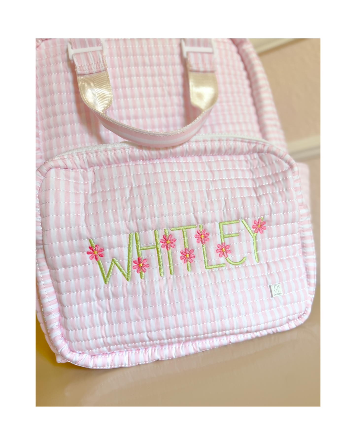 TRVL Quilted All You Need Diaper Bag - Pimlico Stripe Pink