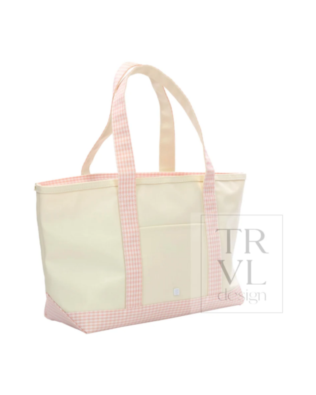 TRVL Medium Tote - Coated Canvas with Gingham Taffy Trim
