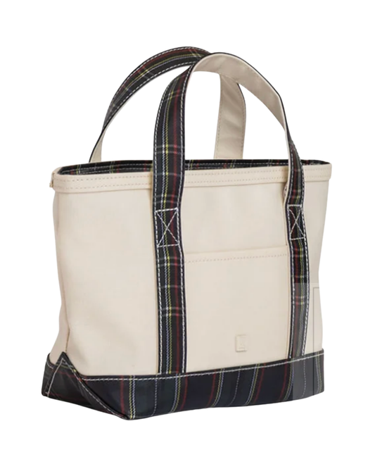 TRVL Mini Tote - Coated Canvas with Cambridge Plaid Trim