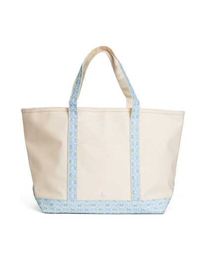 TRVL Maxi Tote - Coated Canvas with Petite Fleur Blue Trim