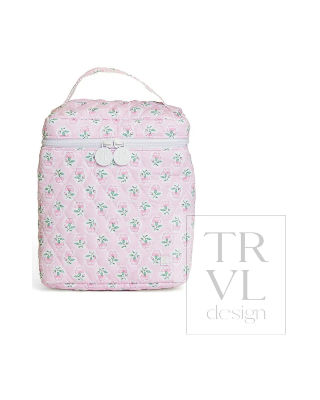 TRVL Quilted Go Go insulated lunch bag in Petite Fleur Pink floral