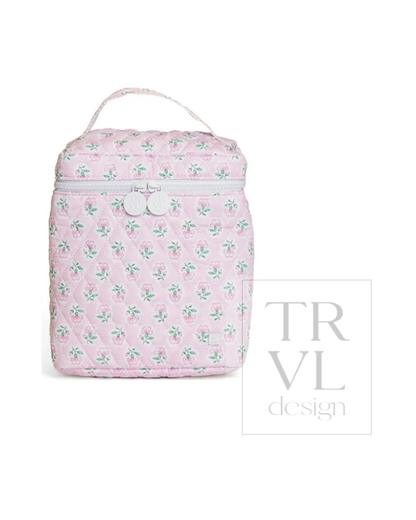 TRVL Quilted Go Go insulated lunch bag in Petite Fleur Pink floral