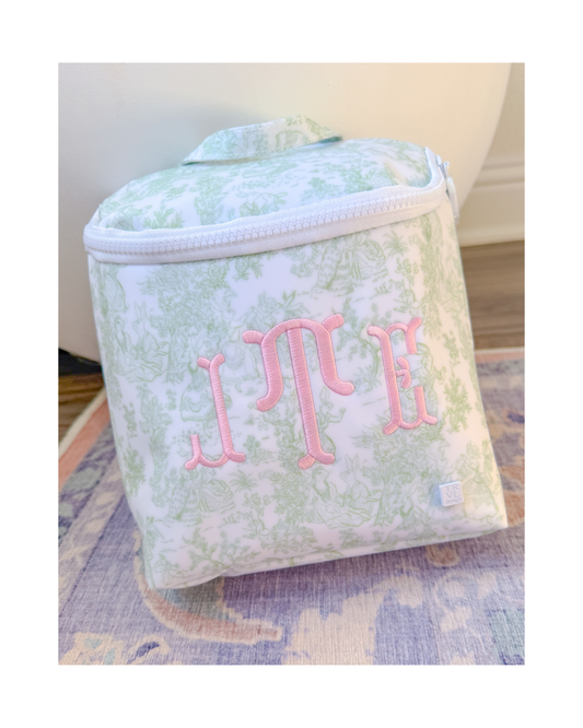 TRVL Take Away Insulated Lunch Bag - Bunny Toile Green