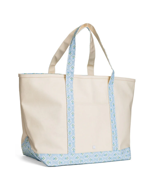 TRVL Maxi Tote - Coated Canvas with Petite Fleur Blue Trim